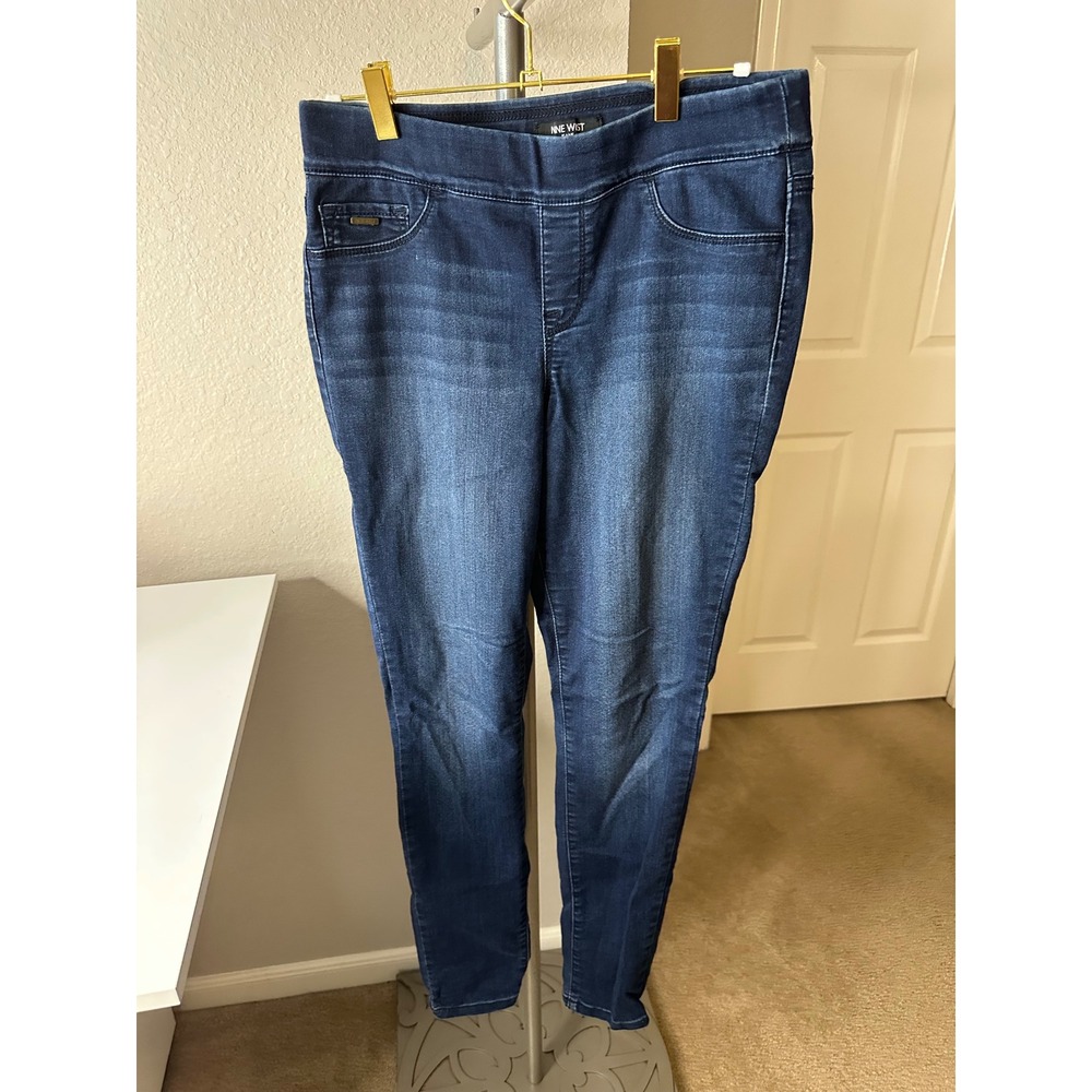 Nine West Pull On Skinny Jeans Womens 6 Blue Excellent High Rise Stretch Indigo